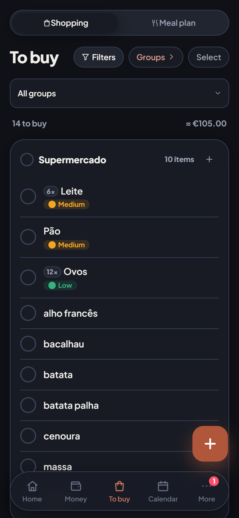 One shopping list, on both phones